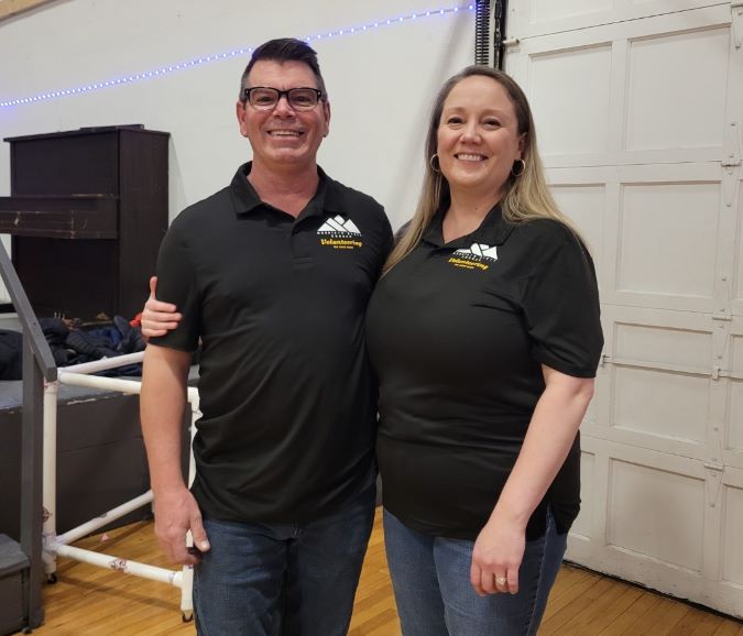 Gary and Jessica Boone during a skate night