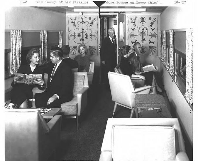 A finely appointed lounge car on the Super Chief A finely appointed lounge car on the Super Chief