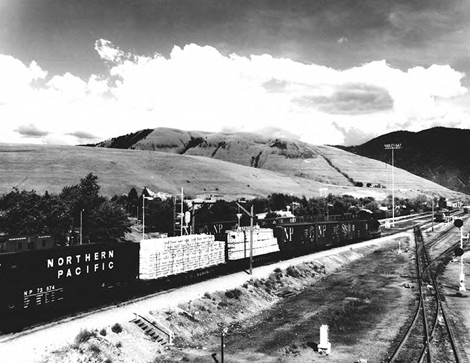 Lumber has long been a commodity Missoula handles; photo circa 1969. 